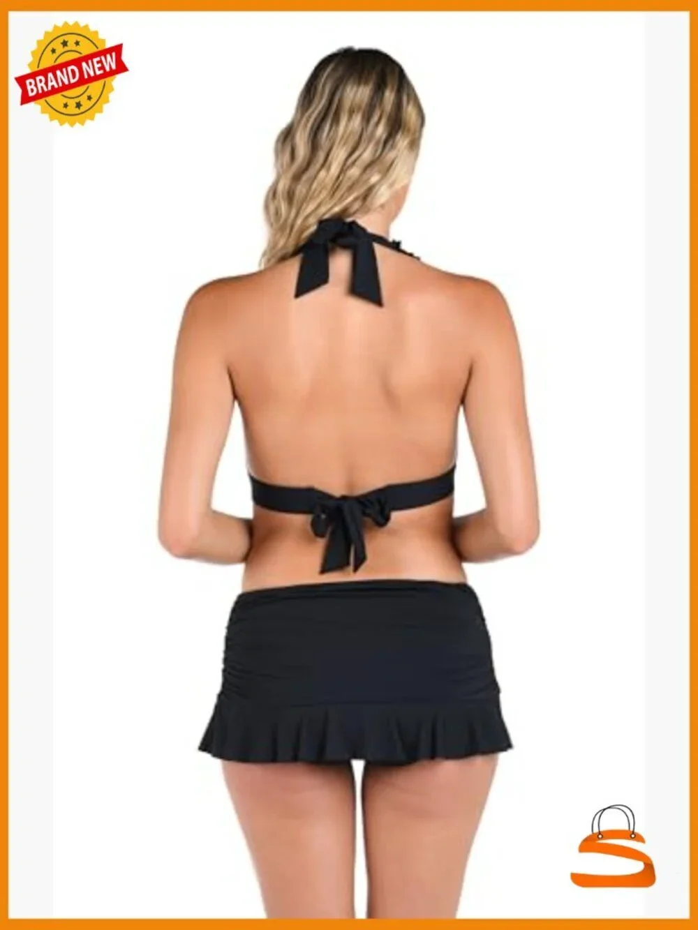 Size 4 Halter Bikini Top with Ruffled Neckline Adjustable Ties